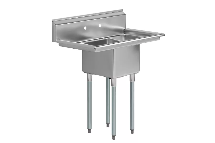 38 in. x 22 in. Stainless Steel One Compartment Sink with 16 in. x 14 in. Bowl and Dual 12 in. Drainboards