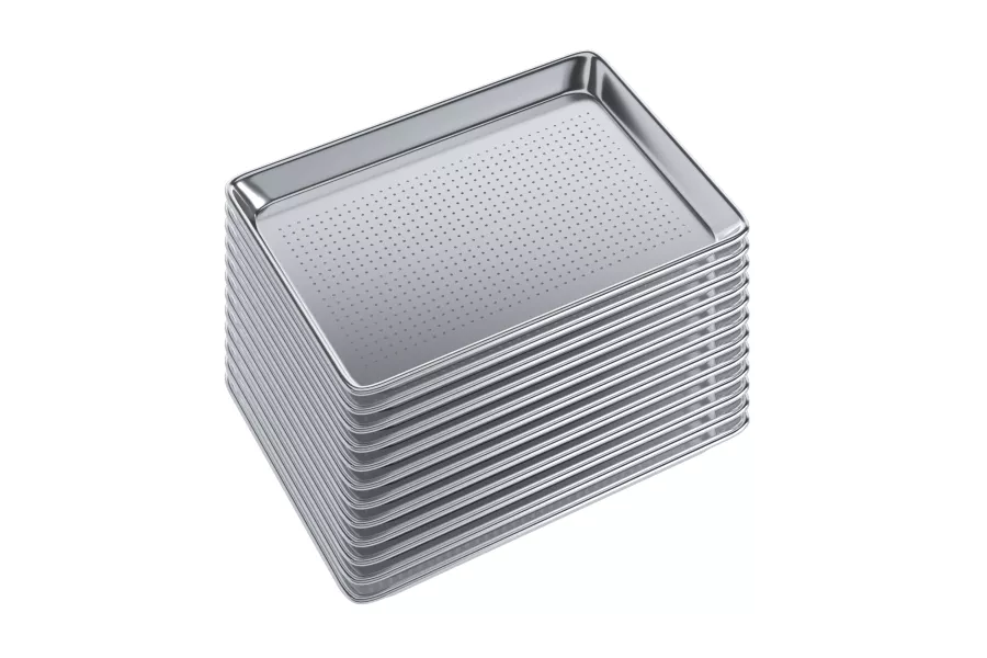 13 in. x 18 in. 19 Gauge Half Size Perforated Aluminum Bun / Sheet Pan. Pack of 12