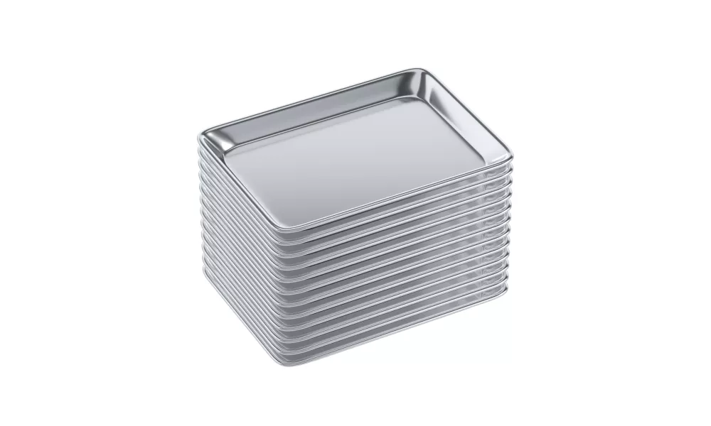 13 in. x 10  in. 19 Gauge Quarter Size Aluminum Bun / Sheet Pan. Pack of 12 13 in. x 10  in. 19 Gauge Quarter Size Aluminum Bun / Sheet Pan. Pack of 12