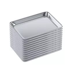 13 in. x 10  in. 19 Gauge Quarter Size Aluminum Bun / Sheet Pan. Pack of 12
