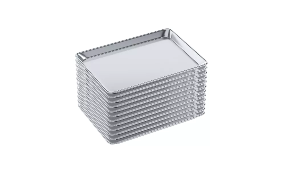 13 in. x 18 in. 19 Gauge Half Size Aluminum Bun / Sheet Pan.  Pack of 12 13 in. x 18 in. 19 Gauge Half Size Aluminum Bun / Sheet Pan.  Pack of 12