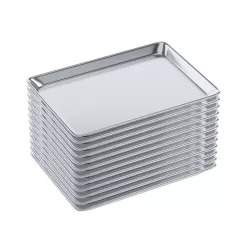 13 in. x 18 in. 19 Gauge Half Size Aluminum Bun / Sheet Pan.  Pack of 12