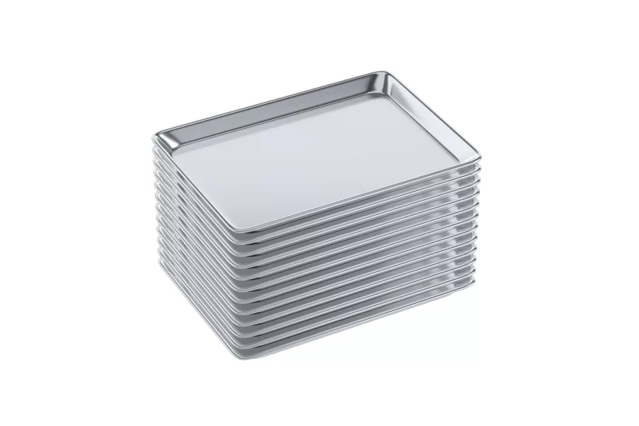 13 in. x 18 in. 19 Gauge Half Size Aluminum Bun / Sheet Pan.  Pack of 12
