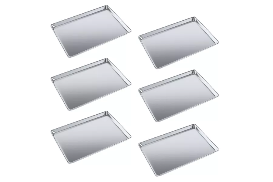 18 in. x 26 in. 19 Gauge Full Size Aluminum Bun / Sheet Pan.  Pack of 6