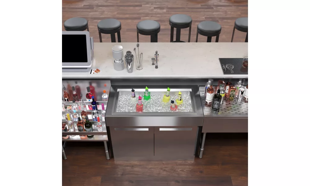 18.5 In. X 36 In. X 33 In. Stainless Steel Ice Chest With Sliding Lid. | Large Ice Bin | NSF