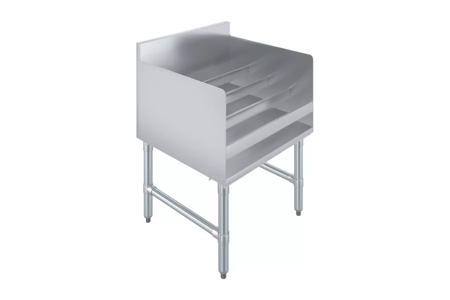 22.5 in. x 24 in Stainless Steel Four-Tier Liquor Display Rack