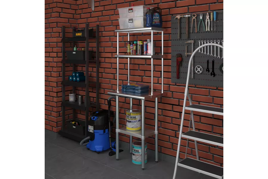 AmGood 12 in. x 24 in. Stainless Steel Double Deck Over Shelf
