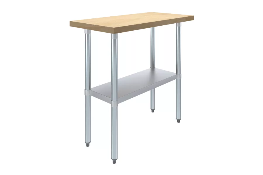 18 in. x 36 in. Maple Wood Top Work Table with Adjustable Undershelf