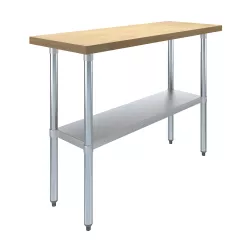 18 in. x 48 in. Maple Wood Top Work Table with Adjustable Undershelf
