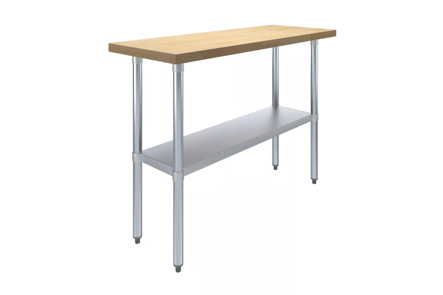 18 in. x 48 in. Maple Wood Top Work Table with Adjustable Undershelf