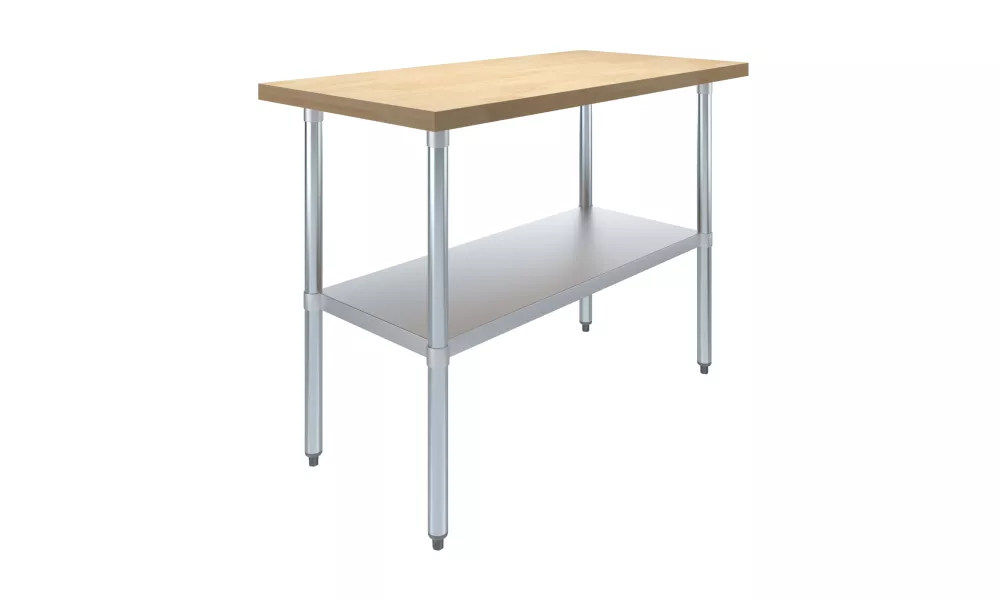 24 in. x 48 in. Maple Wood Top Work Table with Adjustable Undershelf