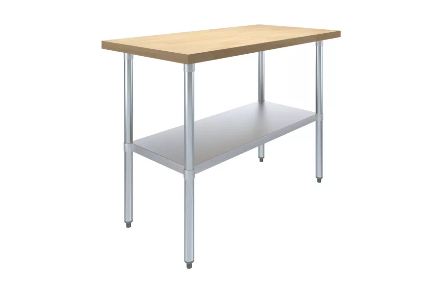 24 in. x 48 in. Maple Wood Top Work Table with Adjustable Undershelf