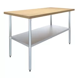 30 in. x 60 in. Maple Wood Top Work Table with Adjustable Undershelf
