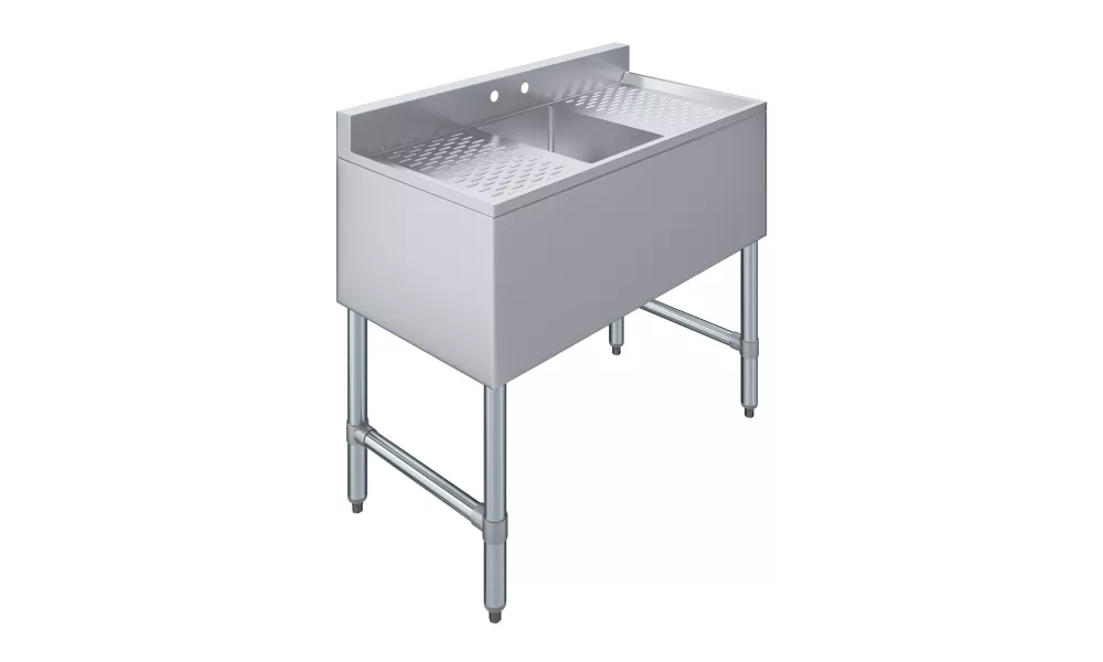 36 in. x 19 in. One Compartment Underbar Sink With Left and Right Drainboards