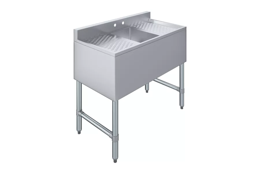 36 in. x 19 in. One Compartment Underbar Sink With Left and Right Drainboards