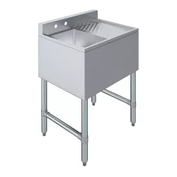24 in. x 19 in. One Compartment Underbar Sink With Right Drainboard and Faucet