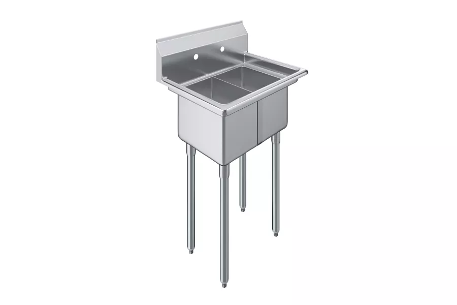 20 in. x 26 in. Stainless Steel Two Compartment Sink with 10 in. x 14 in. x 10 in. Bowls