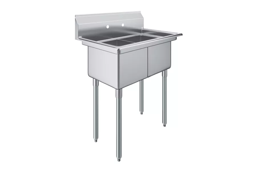 22 in. x 34 in. Stainless Steel Two Compartment Sink with 14 in. x 16 in. x 11 in. Bowls