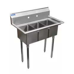 36 in. x 20 in. Stainless Steel Three Compartment Sink with 10 in. x 14 in. Bowls