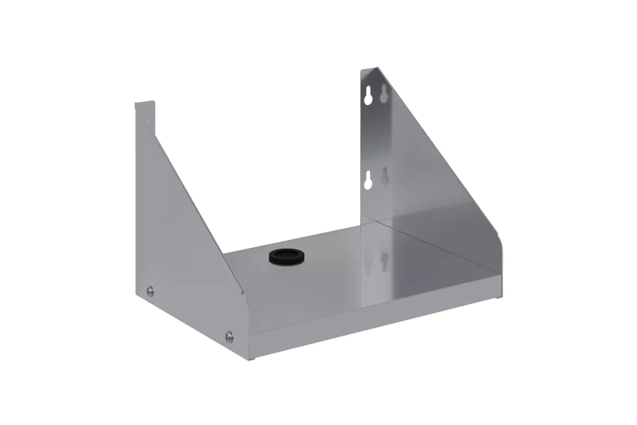 10 in. x 14 in. Stainless Steel Ticket Printer Shelf, 18-Gauge 430 Stainless Steel with Cord Grommet and Mounting Hardware