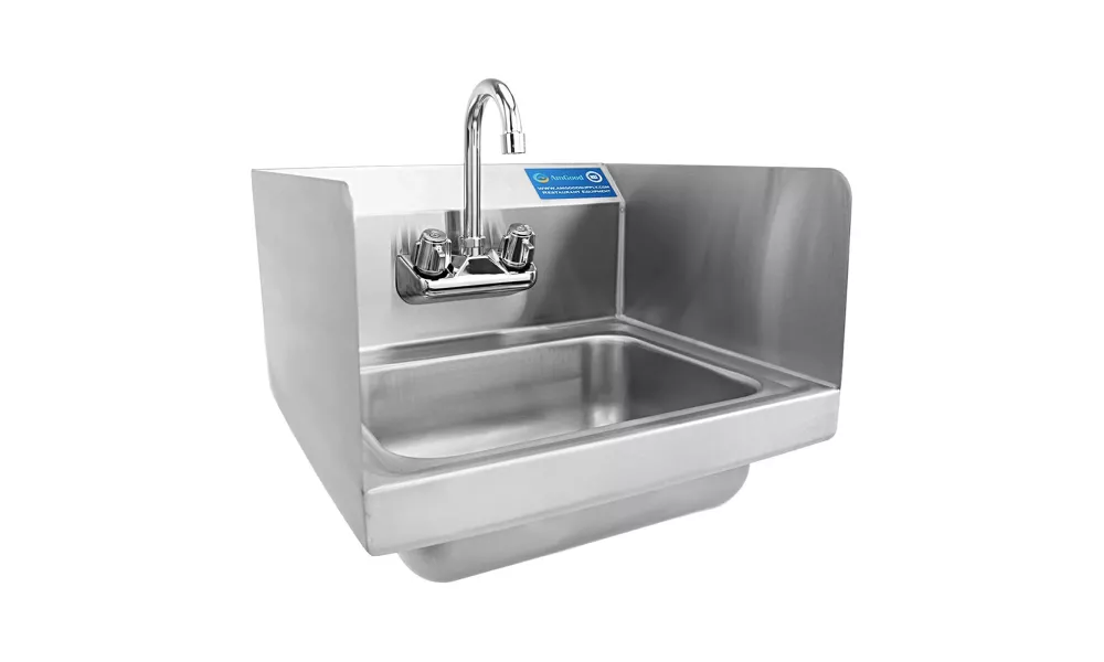 Stainless Steel Wall Mounted Hand Sink 12 in. x 16 in. with Side Splash and Faucet