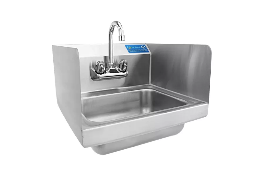 Stainless Steel Wall Mounted Hand Sink 12 in. x 16 in. with Side Splash and Faucet