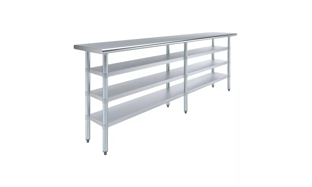 18 in. x 96 in. Stainless Steel Table With Three Undershelves