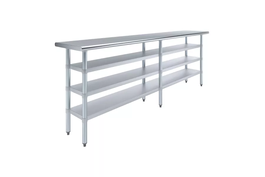 18 in. x 96 in. Stainless Steel Table With Three Undershelves