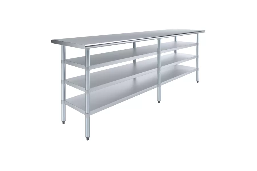 24 in. x 96 in. Stainless Steel Table With Three Undershelves