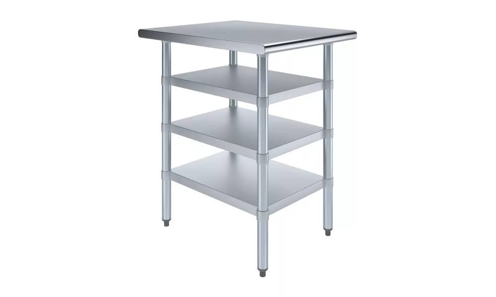 30 in. x 24 in. Stainless Steel Table With Three Undershelves