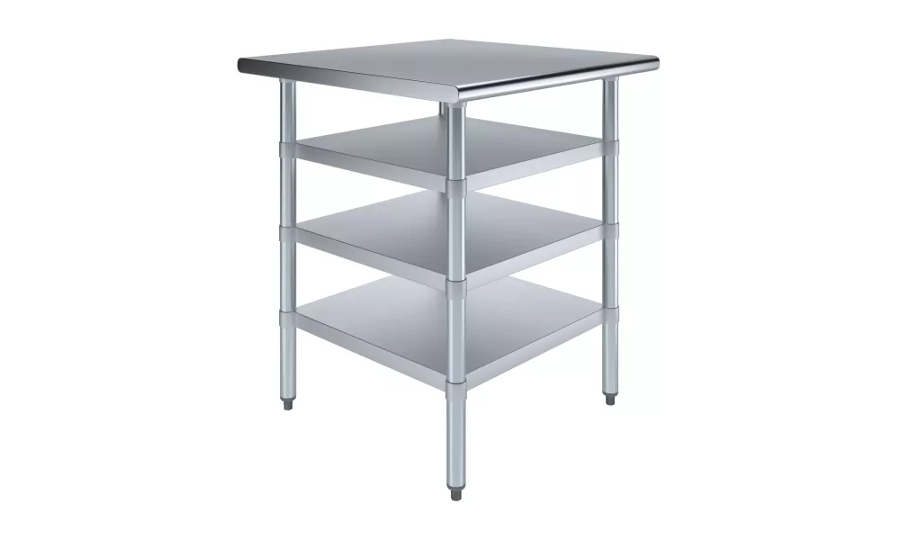 30 in. x 30 in. Stainless Steel Table With Three Undershelves