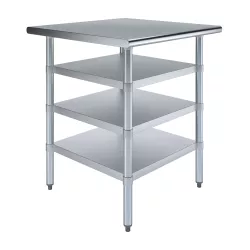 30 in. x 30 in. Stainless Steel Table With Three Undershelves