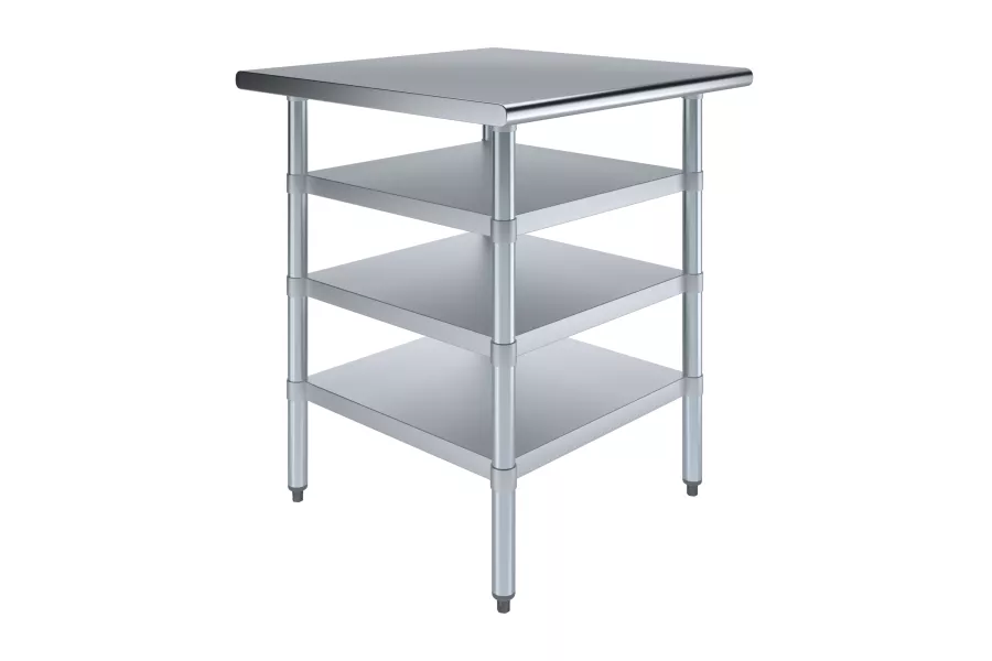 30 in. x 30 in. Stainless Steel Table With Three Undershelves