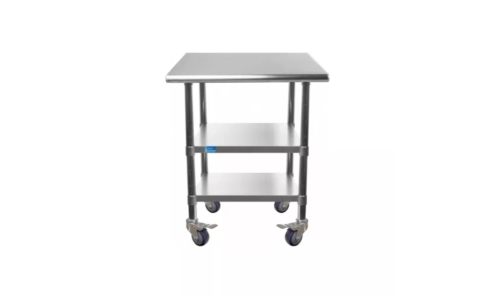 14" X 24" Stainless Steel Work Table with 2 Shelves and Wheels