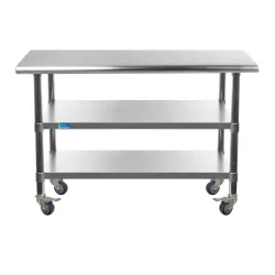14" X 36" Stainless Steel Work Table with 2 Shelves and Wheels