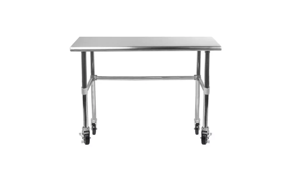 14" X 48" Stainless Steel Work Table With Open Base & Casters
