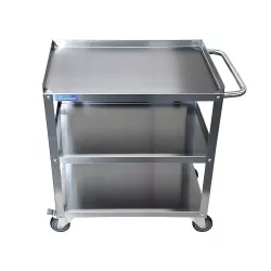 15" Wide X 24" Long X 33" Height Stainless Steel Utility Cart | 3 Shelf Metal Utility Cart on Wheels with Handle | for Home & Business Use