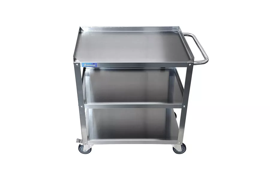 15 in. x 24 in. x 33 in. Stainless Steel 3-Shelf Utility Cart 