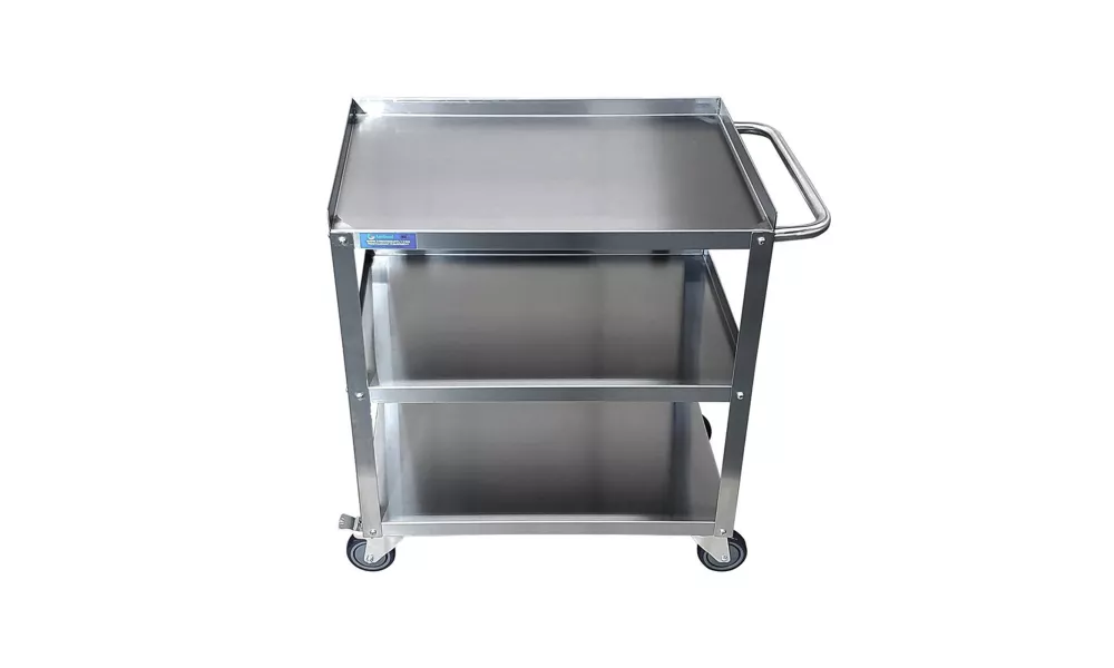 18" Wide X 28" Long X 33" Height Stainless Steel Utility Cart | 3 Shelf Metal Utility Cart on Wheels with Handle | for Home & Business Use