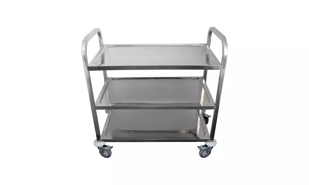 Large - 38" Legth x 20" Width Stainless Steel Dining Cart - 3 Shelf Heavy Duty Utility Cart on Wheels