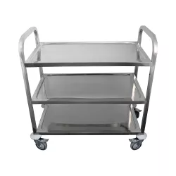 38 in. Long x 20 in. Wide Stainless Steel Dining Cart-3 Shelf Heavy Duty Utility Cart on Wheels