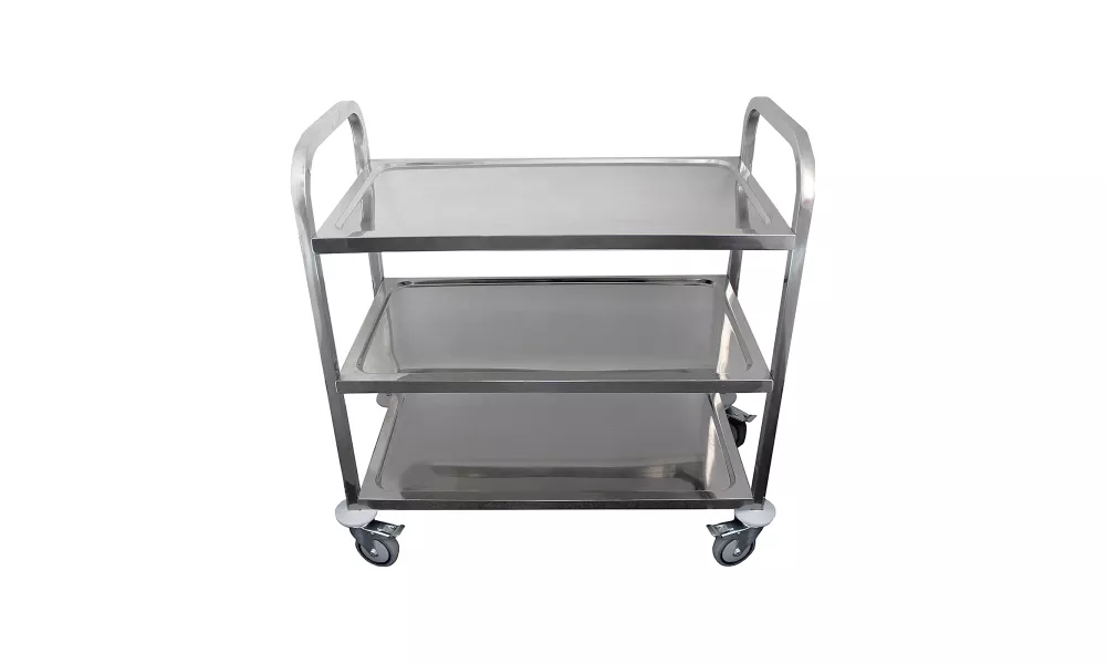 Medium - 34" Legth x 18" Width Stainless Steel Dining Cart - 3 Shelf Heavy Duty Utility Cart on Wheels