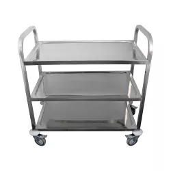 image-Small - 30" Legth x 16" Width Stainless Steel Dining Cart - 3 Shelf Heavy Duty Utility Cart on Wheels