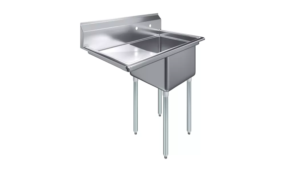 39 in. x 23.5 in. Stainless Steel One Compartment Sink with 18 in. x 18 in. Bowl and 18 in. Left Drainboard