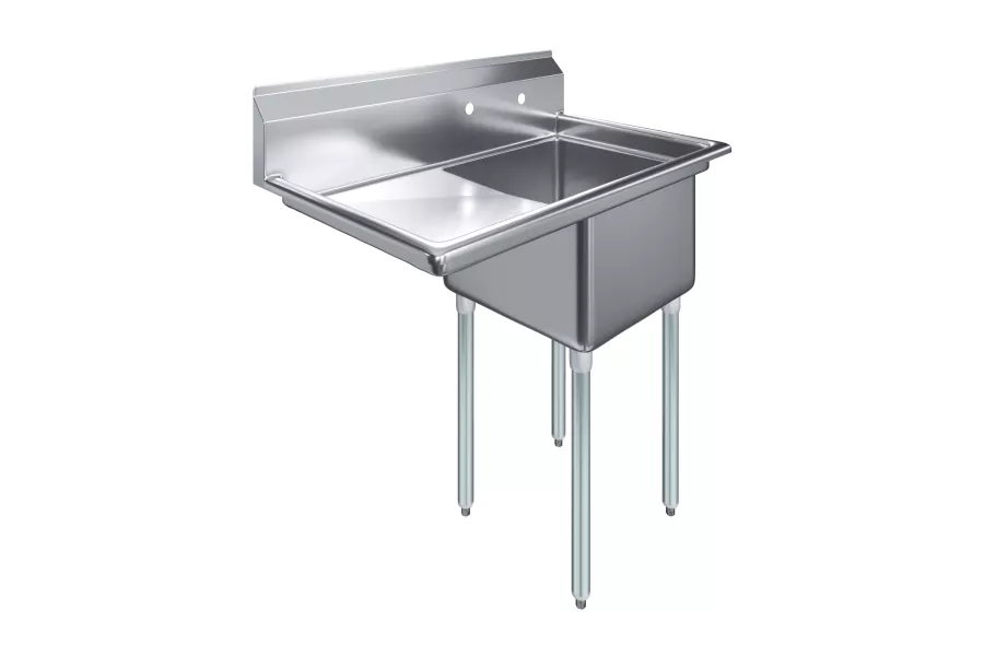 39 in. x 23.5 in. Stainless Steel One Compartment Sink with 18 in. x 18 in. Bowl and 18 in. Left Drainboard