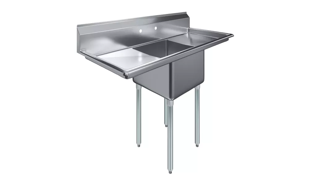 18" x 18" x 12" with 18" Left and Right Drainboards One Compartment Stainless Steel Commercial Kitchen Prep & Utility Sink | NSF