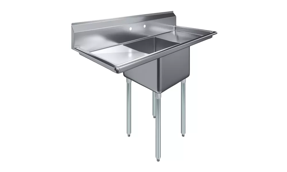 54 in. x 23.5 in. Stainless Steel One Compartment Sink with 18 in. x 18 in. Bowl and 18 in. Left and Right Drainboards