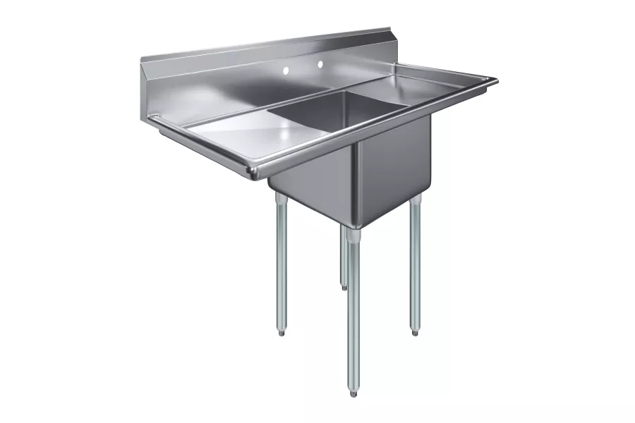 54 in. x 23.5 in. Stainless Steel One Compartment Sink with 18 in. x 18 in. Bowl and 18 in. Left and Right Drainboards