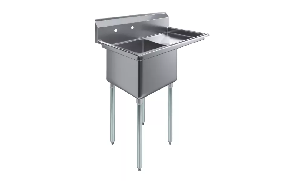 18" x 18" x 12" with 18" Right Drainboard One Compartment Stainless Steel Commercial Kitchen Prep & Utility Sink | NSF