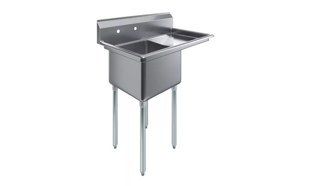 39 in. x 23.5 in. Stainless Steel One Compartment Sink with 18 in. x 18 in. Bowl and 18 in. Right Drainboard